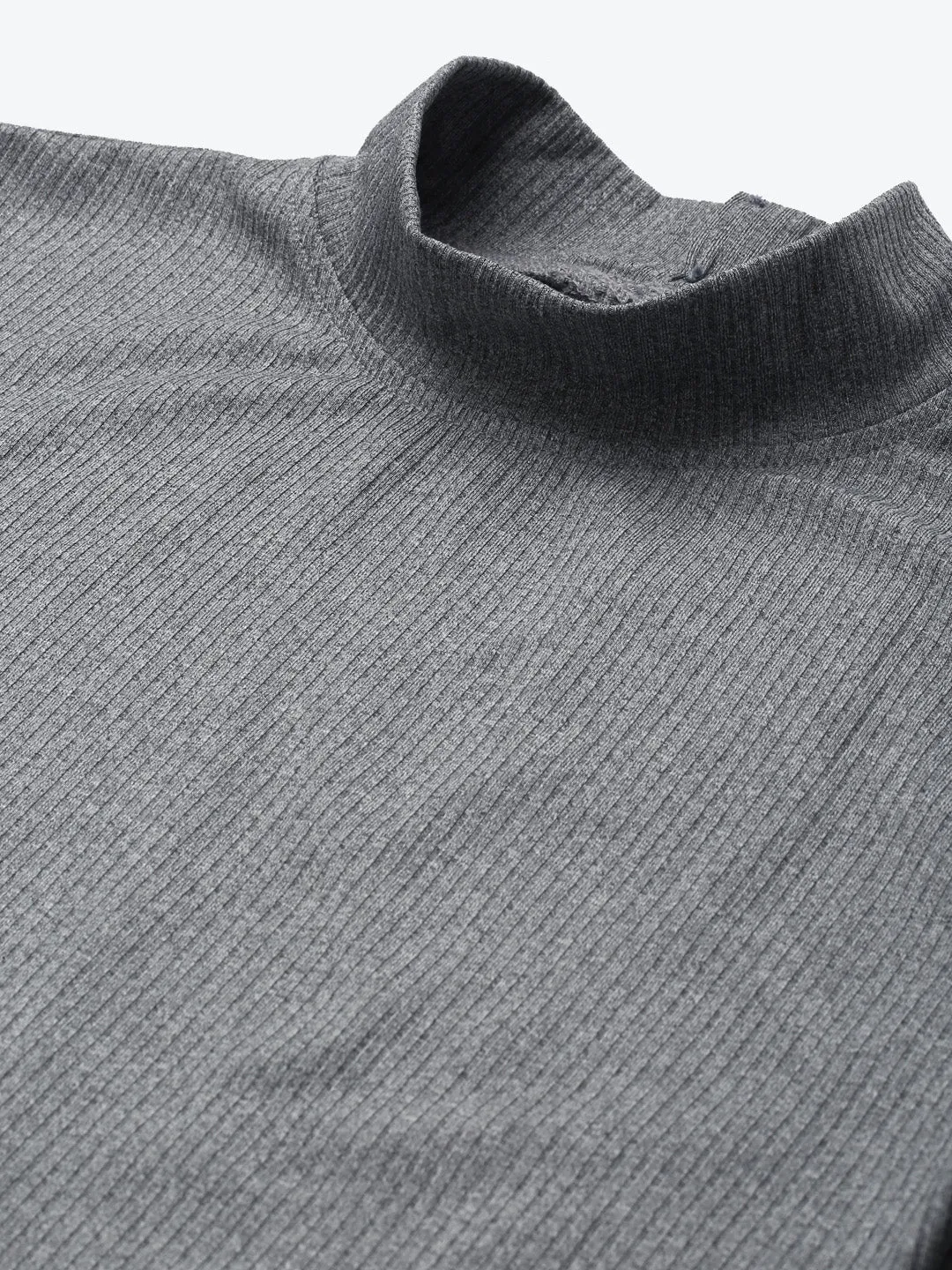 Women Light Grey Rib Waist Tie Crop Top