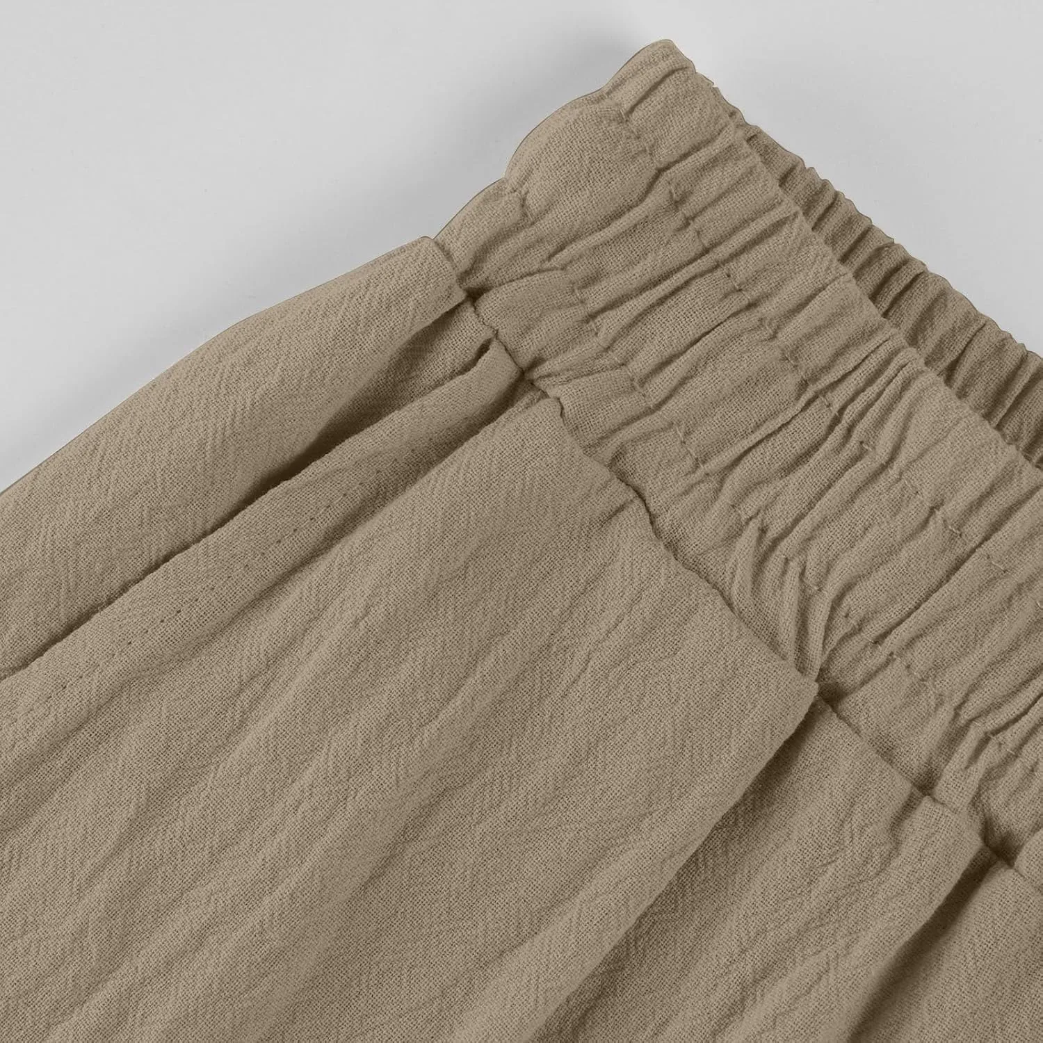 Women Linen Pants Casual Loose Elastic Waistband Boho Cropped Palazzo Beach Pants Summer Outfits 2025
