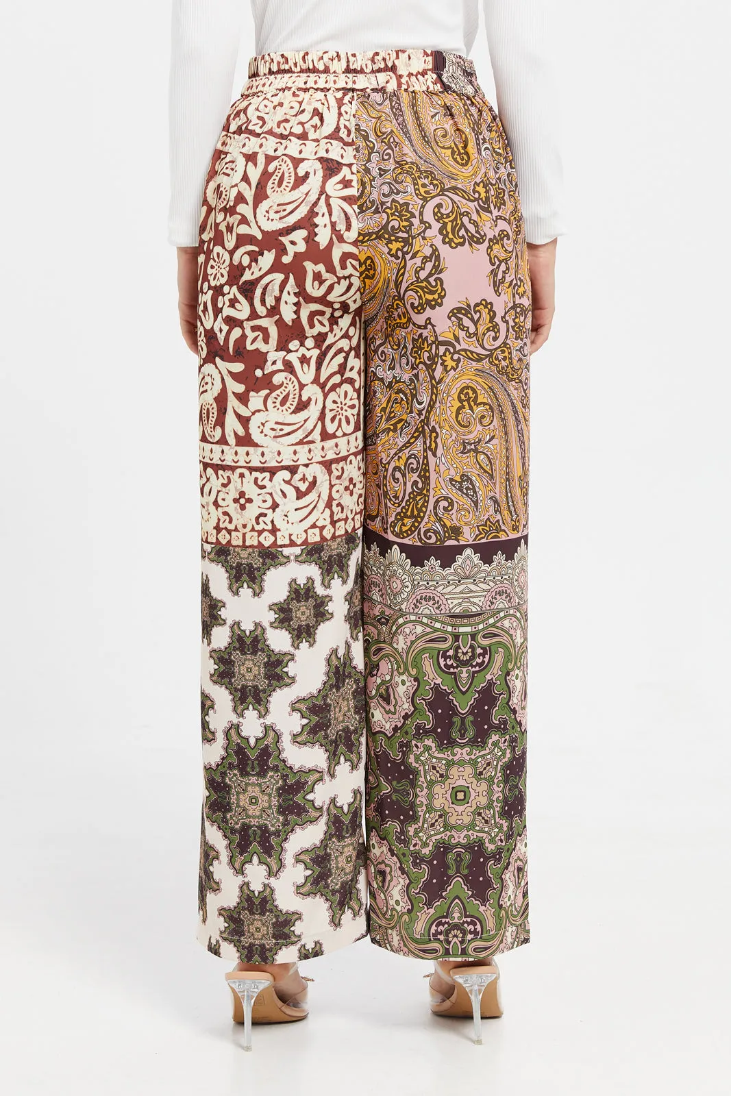 Women Multicolour Printed Wide Leg Trousers