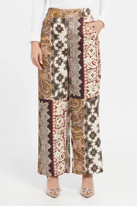 Women Multicolour Printed Wide Leg Trousers
