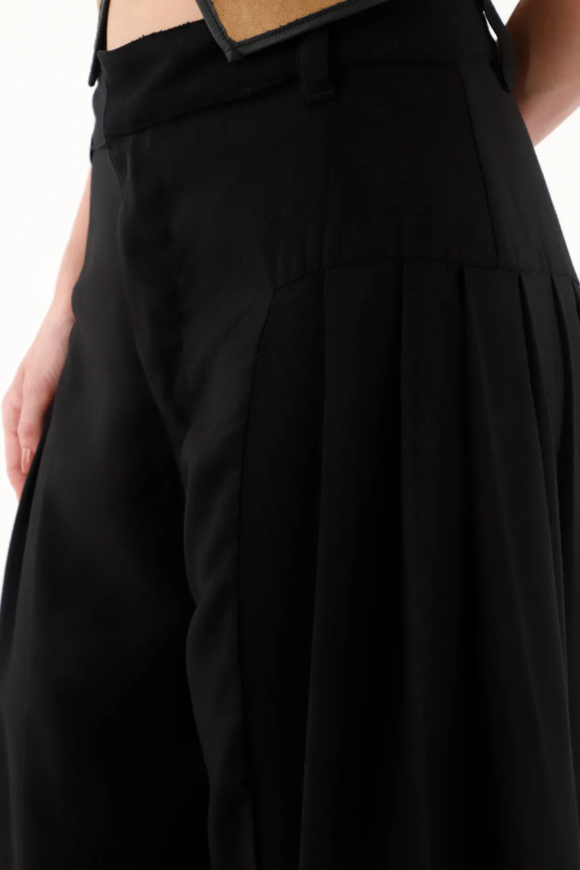 Women's Black Wide Leg Trousers with Pleats