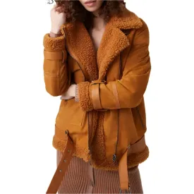 Women's Ginger Sheepskin Shearling Leather Jacket - Stylish & Warm