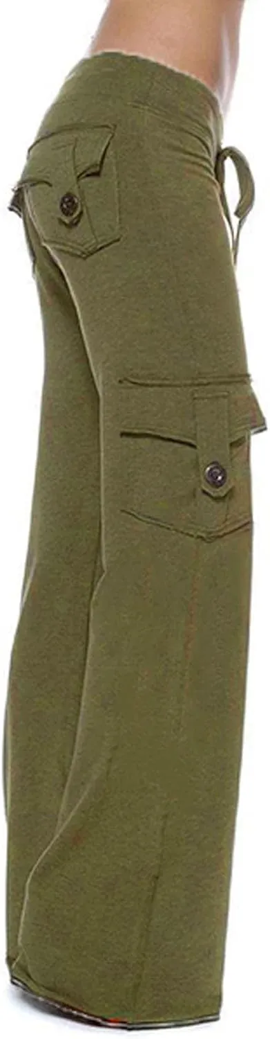Womens Palazzo Yoga Pants Wide Leg Cargo Pants High Waist with Pockets Stretch Work Travel Casual Sweatpants Plus Size