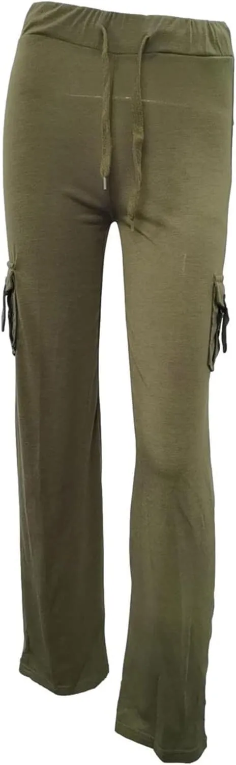 Womens Palazzo Yoga Pants Wide Leg Cargo Pants High Waist with Pockets Stretch Work Travel Casual Sweatpants Plus Size