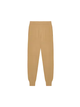 Womens Regenerative Merino Wool Track Pants—camel